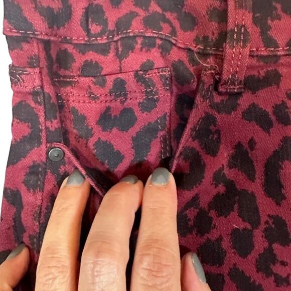 Sanctuary Dark Pink & Black Leopard Animal Print Ankle Skinny Jeans Women Sz 8 - Picture 5 of 13